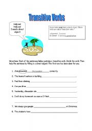 English worksheet: Beginner Transitive Verbs