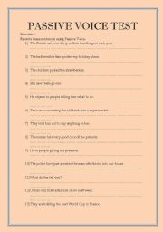 English Worksheet: Passive voice test