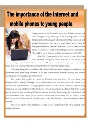 English Worksheet: The importance of the internet and mobile phones to young people