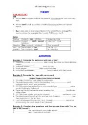 Modal verbs: can/cant