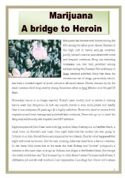 English Worksheet: Marijuana- a bridge to Heroin