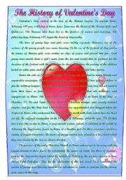 English Worksheet: The History of Valentines Day