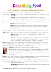 English Worksheet: DESCRIBING FOOD