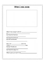English worksheet: When I was young