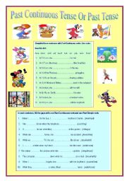 English Worksheet: Past continuous tense or past tense