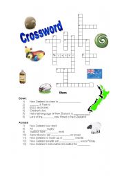 English worksheet: New Zealand crossword