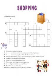 English Worksheet: Shopping-crossword