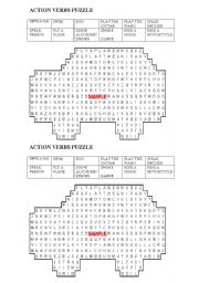 English Worksheet: actions verb puzzle