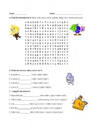 English Worksheet: New Vocabulary: Food
