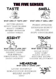 English Worksheet: THE FIVE SENSES