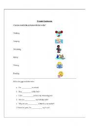 English Worksheet: Matching present continuous verbs with pictures