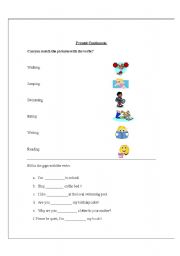 English worksheet: Matching present continuous verbs with pictures