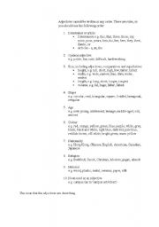 English worksheet: order of adjective