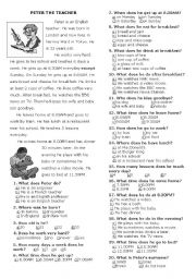 English Worksheet: Present Simple - English Teacher 