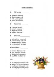 English worksheet: adjective order