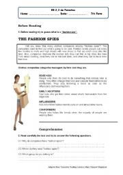English Worksheet: Fashion spies