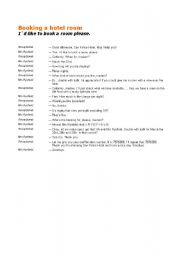 English Worksheet: Booking a hotel room