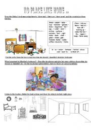 English Worksheet: vocabulary - there is/are - prepositions- verbs - should/shouldnt