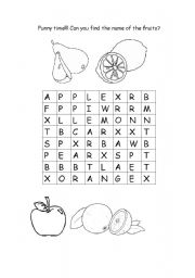 English worksheet: Fruits