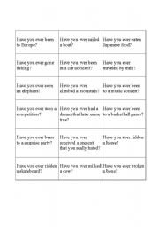 English Worksheet: Questions cards in present perfect 