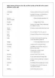 English Worksheet: Matching Definitions City and Country Vocab
