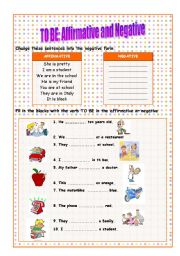 English Worksheet: To Be: Affirmative and Negative