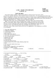 English Worksheet: 10th grade exam