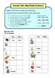 English worksheet: plurals