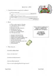 English worksheet: REVIEW GOING TO, WILL AND THE FIRST CONDITIONAL