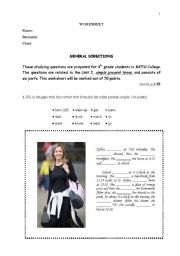 English Worksheet: Worksheet about present simple