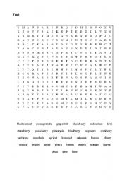 English Worksheet: Fruits