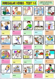 English Worksheet: IRREGULAR VERBS TEST 1-5