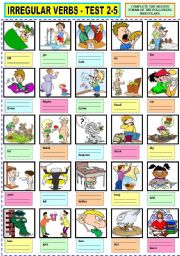 English Worksheet: IRREGULAR VERBS TEST 2-5