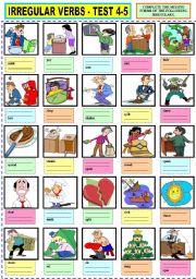 English Worksheet: IRREGULAR VERBS TEST 4-5