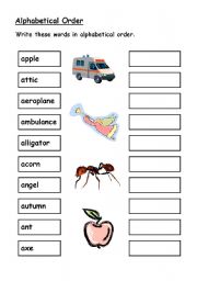 English Worksheet: Alphabetical Order