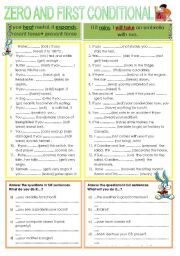 English Worksheet: zero and first conditional