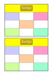 English Worksheet: Bingo cards