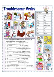 English Worksheet: Troublesome Verbs Practice