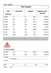 English worksheet: The present presentation sheet