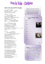 English Worksheet: Viva la Vida - Coldplay