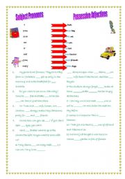 English Worksheet: subject pronouns and possessive adjectives