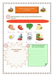 English Worksheet: MAKE YOUR SANDWICH