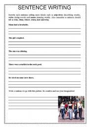 English worksheet: Sentence Writing 2