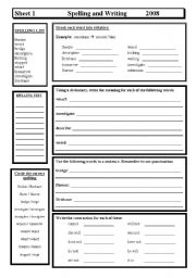 English Worksheet: Spelling & Writing