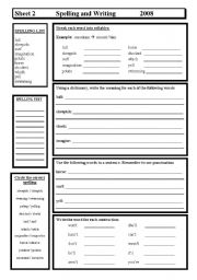 English Worksheet: Spelling & Writing 2