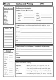 English Worksheet: Spelling & Writing