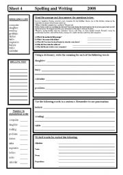 English Worksheet: Spelling & Writing