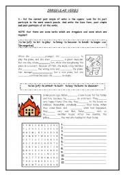 sentences and word search puzzle with regular and irregular verbs (past simple & past participle) 