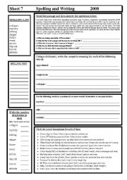 English Worksheet: Spelling & Writing