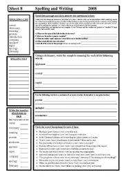 English Worksheet: Spelling & Writing